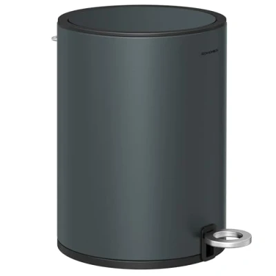 Afbeelding van SONGMICS Cosmetica emmer, 3 liter, afvalemmer voor badkamer, kleine met deksel, softclose, uitneembare binnenemmer van kunststof, kantoor, staal, groengrijs