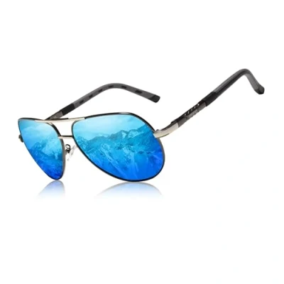 Afbeelding van KINGSEVEN Klassieke militaire vliegenier zonnebril voor heren, retrostijl, vintage, UV blokkering, K725, blauw/grijs, Blauw/Grijs