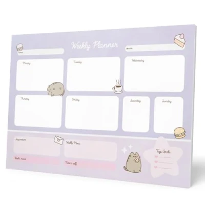 Afbeelding van Grupo Erik Pusheen Weekly Planner A3 Bureaukalender Familiekalender 54 Tear Off Pagina&#039;s Bureauplanner Geschenken Cat Kalender