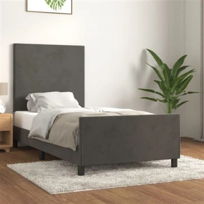 Afbeelding van vidaXL Bedframe met hoofdeinde fluweel donkergrijs 90x200 cm