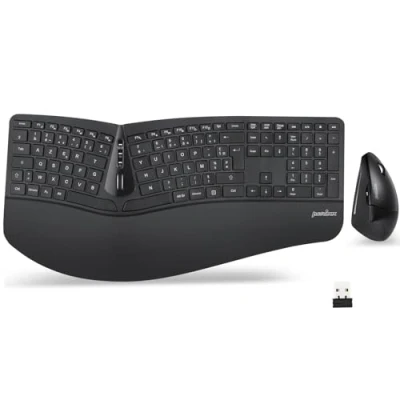 Afbeelding van Perixx PERIDUO 605, ergonomische combo met toetsenbord en muis, USB, voor Windows, verticale muis kantelwiel, verstelbare polssteun, AZERTY (zonder draad)