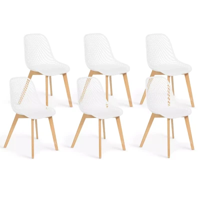 Image de Lot de 6 chaises MANDY blanches pour salle à manger