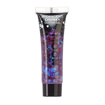 Afbeelding van Moon glitter Glittergel voor gezicht en lichaam, 12 ml, paars, gezicht.