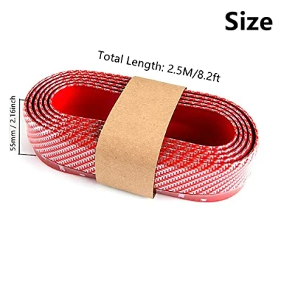 Afbeelding van BoYeeBo Bumper bescherming voor de voorkant, universeel, zelfklevend, rubber, 2,5 m (rode koolstofvezel)