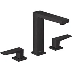 Afbeelding van Hansgrohe Metropol 3 gats wastafelkraan 160 met push open waste voorsprong vaste uitloop 15.2cm mat zwart