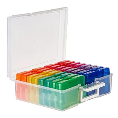 Afbeelding van MATANA Foto en Knutsel Opbergdoos Kleurgecodeerd Organizer met 16 Cassettes &amp; Labels voor 1600 4R Foto&#039;s (10 x 15 cm)