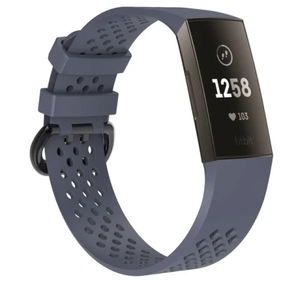 Afbeelding van Fitbit Charge 3 &amp; 4 sport bandje Maat: Large Grijs/paars