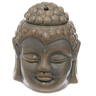 Afbeelding van Aromabrander Geurbrander Thais Boeddha Hoofd Crackelee Glazuur Keramiek 12,5 cm