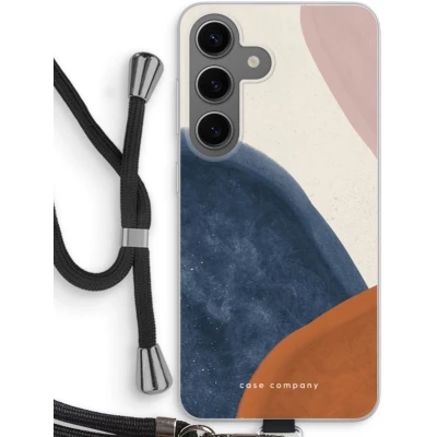 Afbeelding van Case Company® hoesje met Koord geschikt voor Samsung Galaxy S24 Geo #1 Telefoonhoesje Zwart Bescherming aan alle Kanten en Over de Schermrand