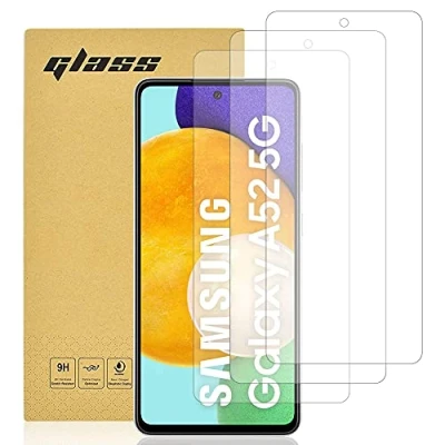 Afbeelding van Totill Samsung Galaxy A52 en A52S A53 5G displaybeschermfolie van gehard glas, 99,99% HD helderheid, schokbestendig, krasbestendig, oliebestendig, 16,5 cm, 3 stuks [compatibel met hoesjes]