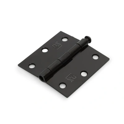 Afbeelding van Scharnier van staal met rechte hoeken en losse pen, zwart 76x76 mm