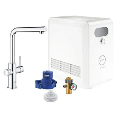Afbeelding van GROHE Blue Professional Duo kit: keukenmengkraan voor gefilterd, gekoeld en bruisend water Bluetooth &amp; WIFI met uittrekbare mousseur incl. koeler chroom 31326002