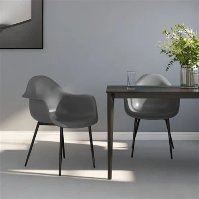 Afbeelding van Eetkamerstoelen 2 st PP grijs