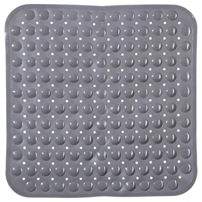 Afbeelding van Anti slip badkamer douche/bad mat grijs 54 x cm vierkant Badkamermat met zuignappen