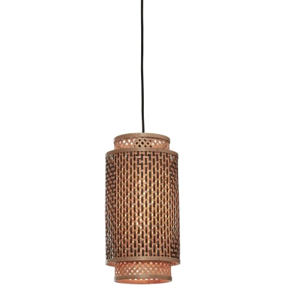 Afbeelding van GOOD&amp;MOJO Hanglamp Bhutan Bamboe/Zwart Ø18x35cm Bruin