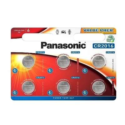Afbeelding van Panasonic Batterij Lithium, Knoopcel, CR2016, 3V Elektronica, Lithium Power, Retail Blister (6 pack)