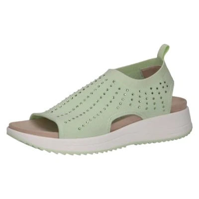 Afbeelding van Caprice Sandalen met sleehak, Dames, Maat: 37, Lt green knit Textiel