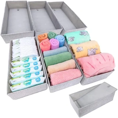 Afbeelding van SIMPLE JOY® HEMNES DOUBLE Set van 6 opbergdozen voor Ikea ladekast; perfecte pasvorm; stevige bodem; laden, luierbenodigdheden, kinderkleding, sokken, ondergoed