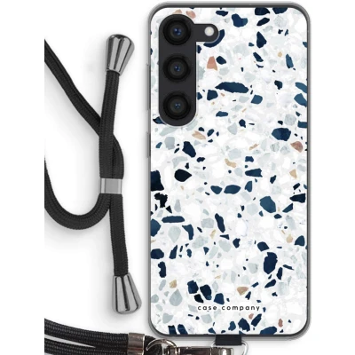 Afbeelding van Case Company® hoesje met Koord geschikt voor Samsung Galaxy S23 Terrazzo N1 Telefoonhoesje Zwart Bescherming aan alle Kanten en Over de Schermrand
