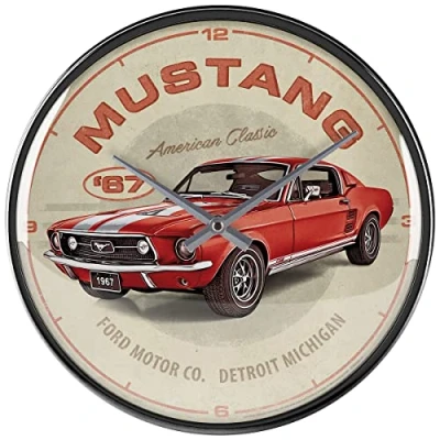 Afbeelding van Wall Clock Ford Mustang GT 1967 Red