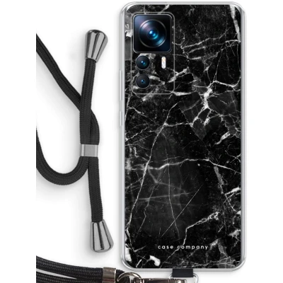 Afbeelding van Case Company® hoesje met Koord geschikt voor Xiaomi 12T Zwart Marmer Telefoonhoesje Bescherming aan alle Kanten en Over de Schermrand