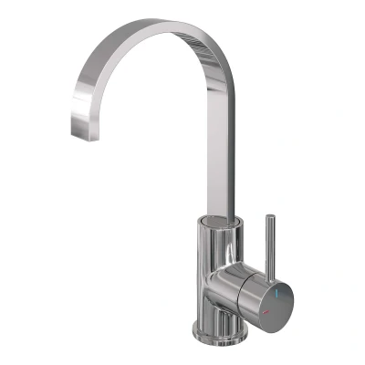 Afbeelding van Brauer Chrome Edition Wastafelmengkraan opbouw hoog draaibaar platte uitloop model a chroom Tijdloze uitstraling