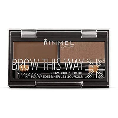 Afbeelding van Rimmel London Brow This Way modelleerset voor wenkbrauwpoeder, zorgvuldige afwerking en ultieme precisie met de compacte duo formule, ponybruin, poeder 0,04 oz, was 0,03 oz