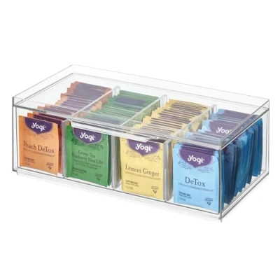 Afbeelding van iDesign 72110 Stapelbare opberglade van BPA vrij kunststof met deksel voor keukenkasten en toonbanken, 32 x 15,8 11,6 cm, thee organizer