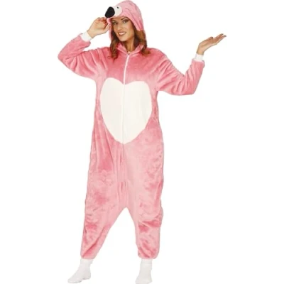 Afbeelding van Fiestas Guirca Volwassenenkostuum Onesie Flamingo (één maat)