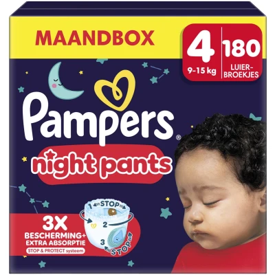 Afbeelding van Pampers Baby Dry Night Pants Luierbroekjes Maat 4 (9kg 15kg) 180 stuks