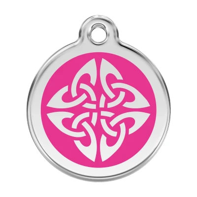 Afbeelding van Tribal Arrows Hot Pink roestvrijstalen hondenpenning large/groot dia. 3,8 cm RedDingo