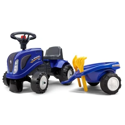Image de Porteur tracteur New Holland avec remorque pelle et rateau Bleu