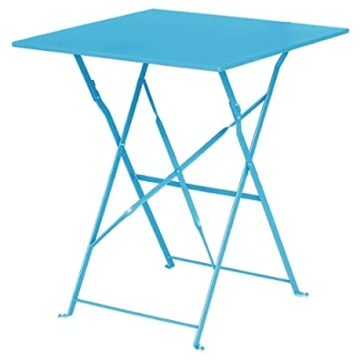 Afbeelding van Bolero vierkante opklapbare stalen tafel turquoise 60cm
