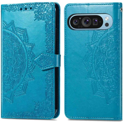Afbeelding van imoshion Hoesje Geschikt voor Google Pixel 9 Pro XL Met Pasjeshouder Mandala Bookcase Turquoise