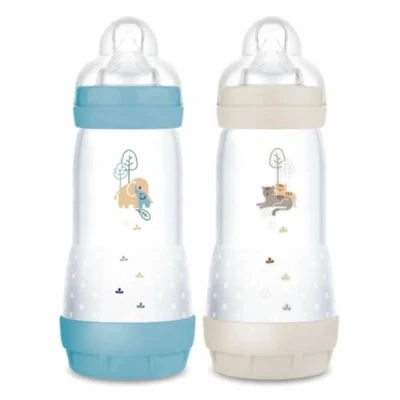 Afbeelding van Set van 2 Babyflessen MAM Easy Start Antikoliek 320 ml Flow 3 speen Oceaan + Zand