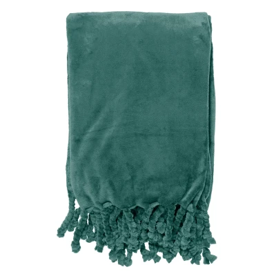 Afbeelding van Dutch Decor FLORIJN plaid 150 x200 cm grote fleece met flosjes Sagebrush Green groen
