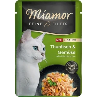 Afbeelding van 24x100g Miamor Fijne Filets in Saus Tonijn &amp; Groenten natvoer voor katten