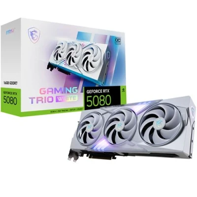 Afbeelding van MSI NVIDIA GeForce RTX 5080 16 GB GAMING TRIO OC WHITE Videokaart 16GB GDDR7 PCIe 5.0 1x HDMI 2.1b 3x DisplayPort 2.1a