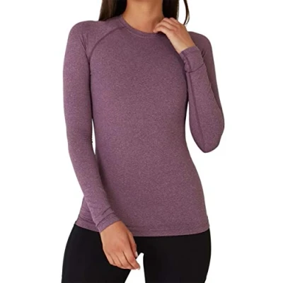 Afbeelding van TCA SuperThermal Sporttop, voor dames, basislaag, T shirt met lange mouwen, sportieve prestaties als hardlopen of krachttraining, Paars.