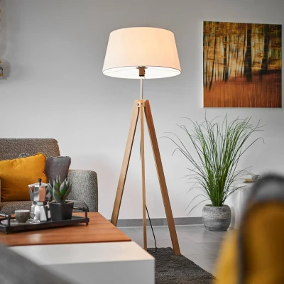 Afbeelding van Quitani vloerlamp Thea, eiken, wit