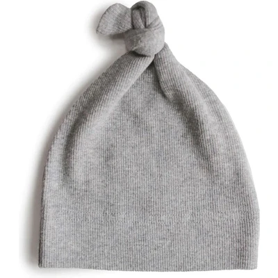 Afbeelding van Mushie Baby Beanie Ribbed Grey Melange 0 3M