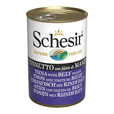 Afbeelding van 6x140g Tonijn met rundvlees Schesir Complete Nutrition in gelei natvoer voor katten
