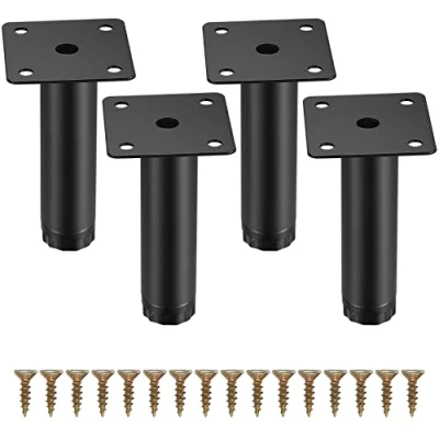 Afbeelding van 4 stuks meubelpoten, 10 cm verstelbare metalen kastpoten, bankvervanging, steunpoten voor meubels, bank, tafel, stoel, bureau, keuken, kast, kasten, poten (10 cm)