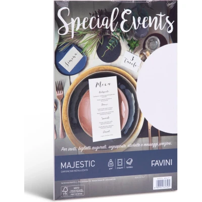 Afbeelding van Parelmoer Glimmend Wit Special Events Metallic gemetalliseerd papier 10 vel A4 250 g/m2 Majestic kleur WHITE 01 FAVINI