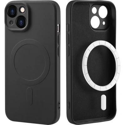 Afbeelding van iMoshion Hoesje Geschikt voor iPhone 14 Siliconen Color Backcover MagSafe Zwart