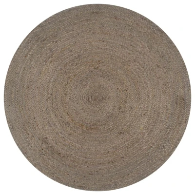 Afbeelding van Vloerkleed handgemaakt rond 150 cm jute grijs