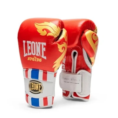 Afbeelding van Leone1947 Thai Style Leer Kunstmatige Bokshandschoenen Blauw 16 oz