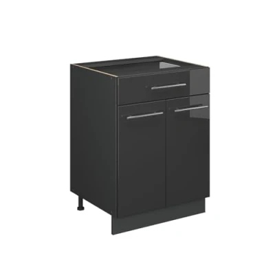 Afbeelding van Vicco Fame Line Keukenonderkast antraciet glanzend, 60 cm met lade, AP eiken