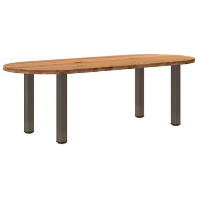 Image de vidaXL Table à manger marron clair bois de chêne massif ovale3305409