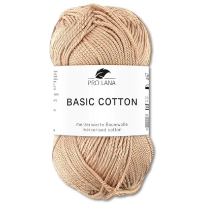 Afbeelding van Frida&#039;s Wollhaus Pro Lana Basic katoenen wol voor breien en haken, 50 g, 64 kleuren (08 lichtbruin)